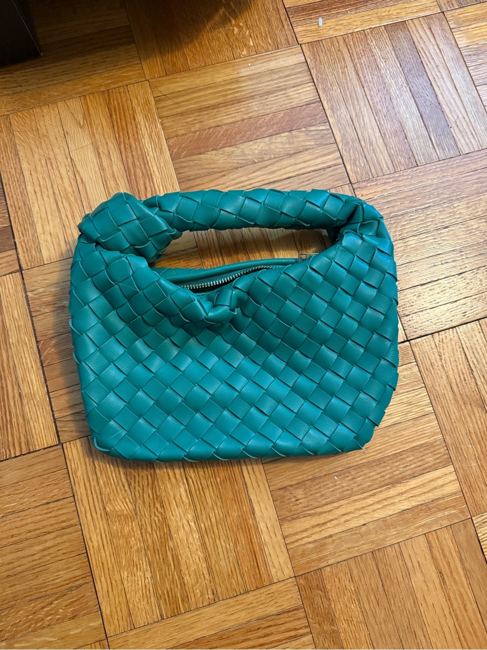 Woven Knot-Handle Women’s Bag in Teal